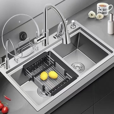 부엌 세탁물을 위한 스퀘어 680*450mm 언더 마운트 바 싱크대 두배 사발